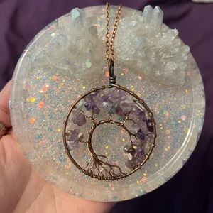Amethyst Bronze Tree Of Life Necklace